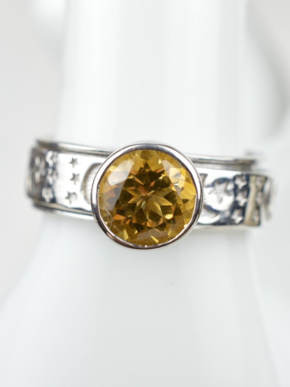 D'Joy 925 Sterling Silver Citrine Celestial Spinner Fidget Ring Size 8.75 7.2g
